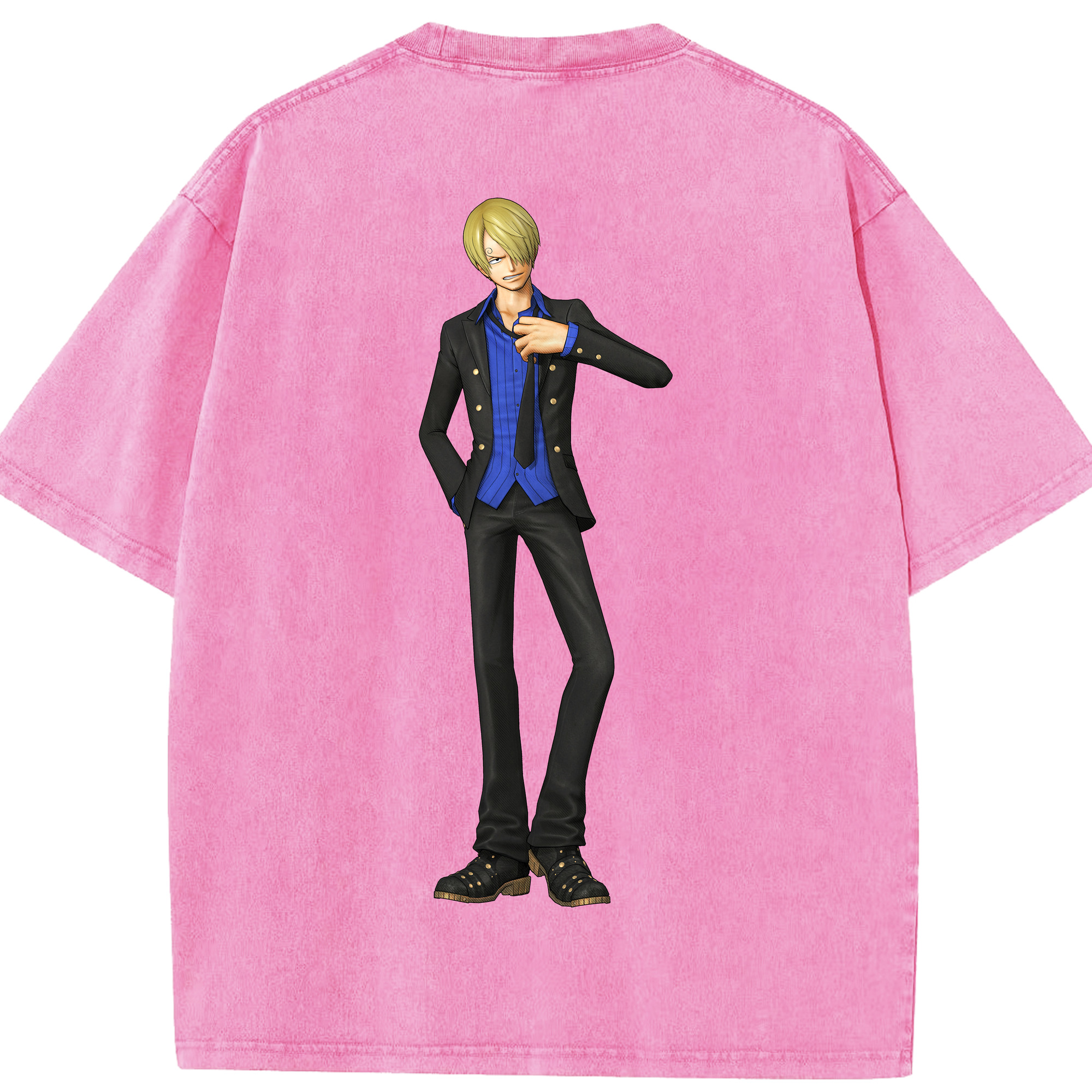 ワンピース サンジ ONE PIECE Sanji 綿100% ヴィンテージ風 半袖Tシャツ（背面プリント）